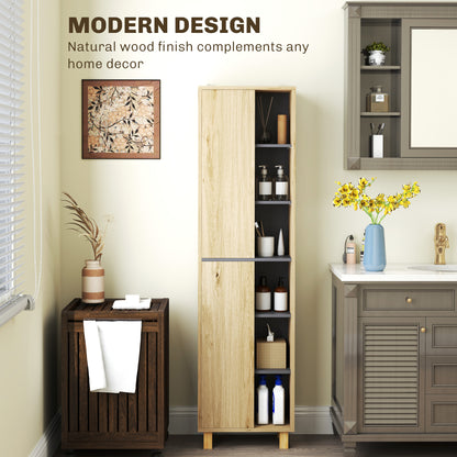HOMCOM Multi-Storage Slim Bathroom Cabinet - Wood-Effect--ChewyGames-ChewyGames