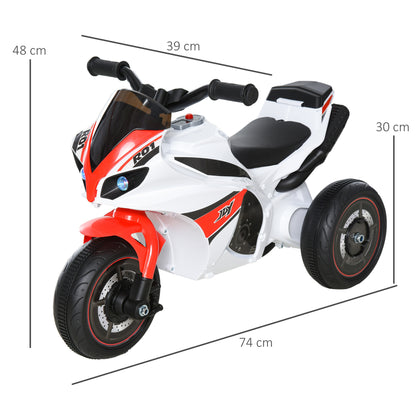 HOMCOM Kids Ride-On Police Bike 3-Wheel Vehicle w/ Music Lights Safe Seat Handlebars Toddler NO POWER Child Learning Fun Development 18-36 Months White--ChewyGames-ChewyGames