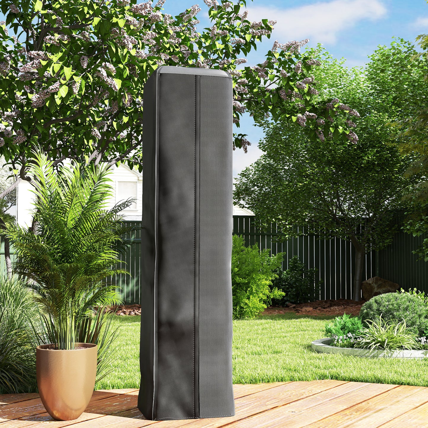 Outsunny Heavy Duty Gas Pyramid Patio Heater Cover, Full Length Outdoor Heater Cover Protector, UPF 30+ Oxford Fabric with Zipper, Black