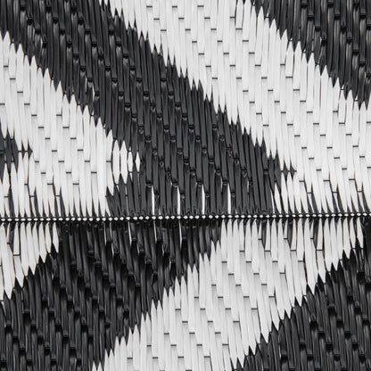 Outsunny Outdoor Rug Reversible Mat Plastic Straw Rug Portable RV Camping Mat for Garden Deck Picnic Indoor, 121 x 182 cm (4 x 6 ft), Black & White