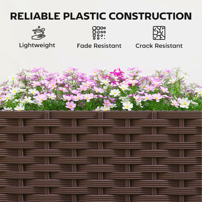 Outsunny Raised Garden Bed with Trellis, Tomato Cage with Lockable Wheels, Self Watering Planter Box with Drainage Holes, Brown