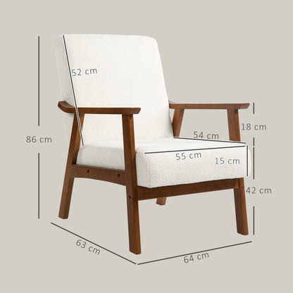 HOMCOM Boucle Seat Mid Century Accent Chair - White