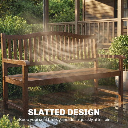Outsunny Garden Loveseat Bench, 2-3 Seater Outdoor Bench with Liftable Table and Waterproof Cover, Light Brown