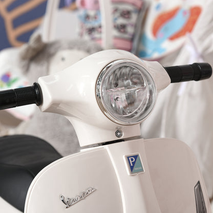 HOMCOM Vespa Licensed 6V Kids Electric Motorbike Ride On Motorcycle  Battery Powered for 18-36 Months with Horn Light White