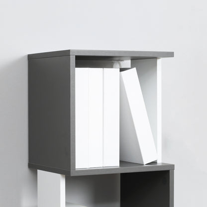 HOMCOM Modern 5-Tier Bookshelf, Freestanding Bookcase Storage Shelving for Living Room Home Office Study, White and Dark Grey