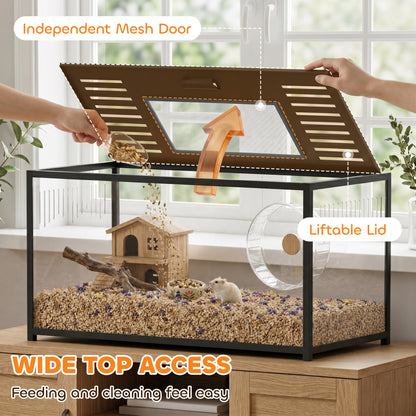 PawHut Large Hamster Cage, Chewproof Metal Rat Cage with Openable Top for Syrian Dwarf Hamster, Gerbil, 100 x 50 x 52.5 cm