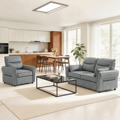 HOMCOM 2 Seater Sofa, Faux Leather Loveseat - Grey