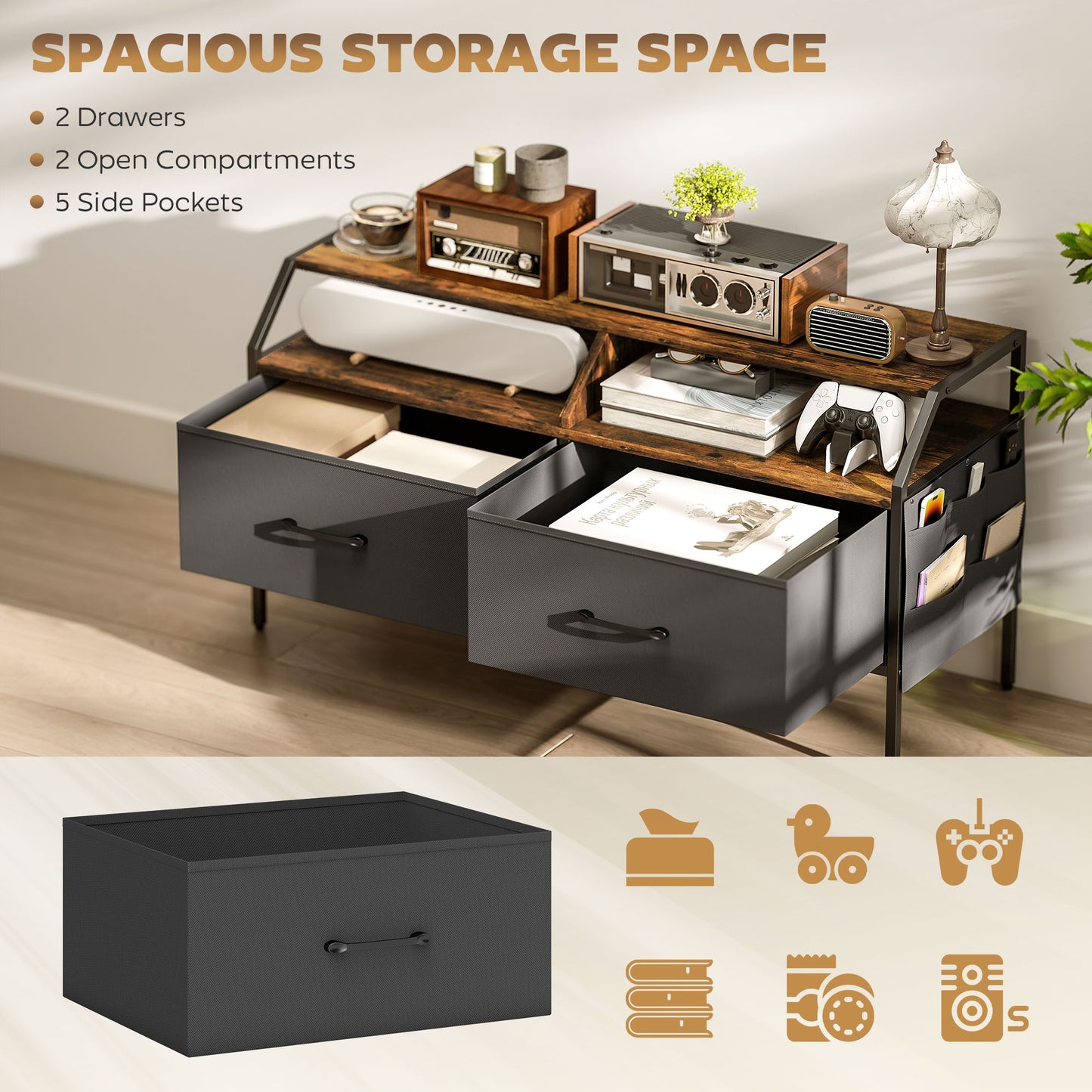 HOMCOM Industrial-Style TV Stand Cabinet - Brown