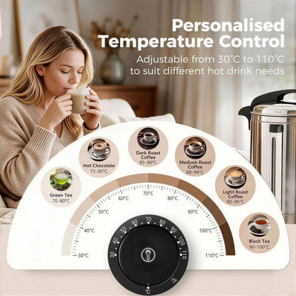 HOMCOM 13L Catering Urn, 2500W Stainless Steel Hot Water Boiler Dispenser with Thermostat, Keep Warm Function and Easy Pour Tap