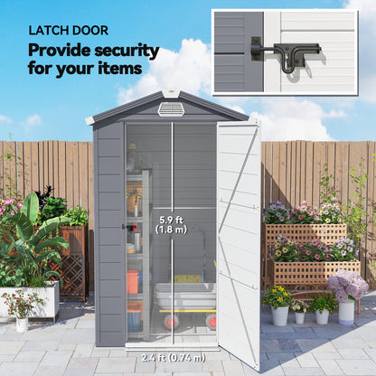 Outsunny 4.4ft x 6.2ft Aluminium Frame and Plastic Wall Shed, with Foundation - Grey