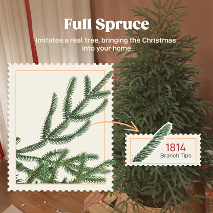 HOMCOM 6 ft Full Spruce Christmas Tree with Realistic Dense Tips, Easy Assembly - Green-Artificial Trees-ChewyGames-ChewyGames
