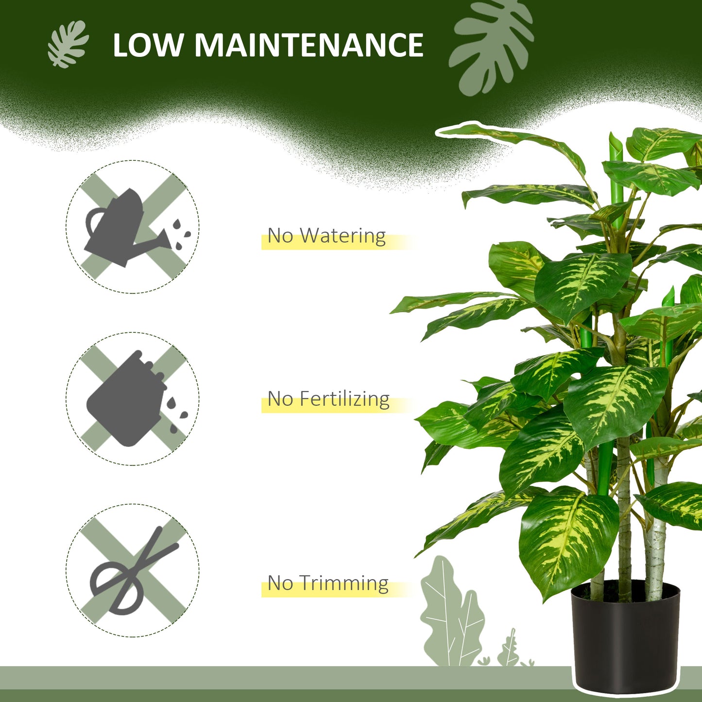HOMCOM Faux Rose Plants, with Pots