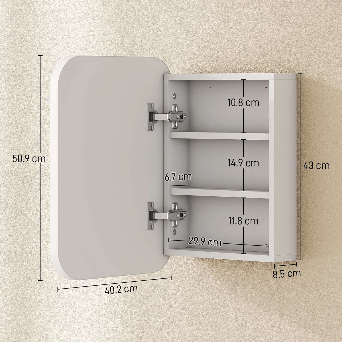 HOMCOM Bathroom Medicine Cabinet with Mirror, Bathroom Wall Cabinet with Adjustable Shelves, Soft Close Hinges, White