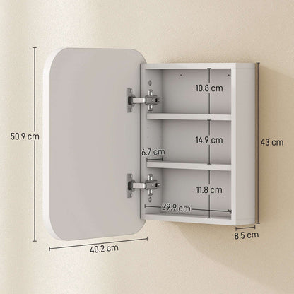 HOMCOM Bathroom Medicine Cabinet with Mirror, Bathroom Wall Cabinet with Adjustable Shelves, Soft Close Hinges, White