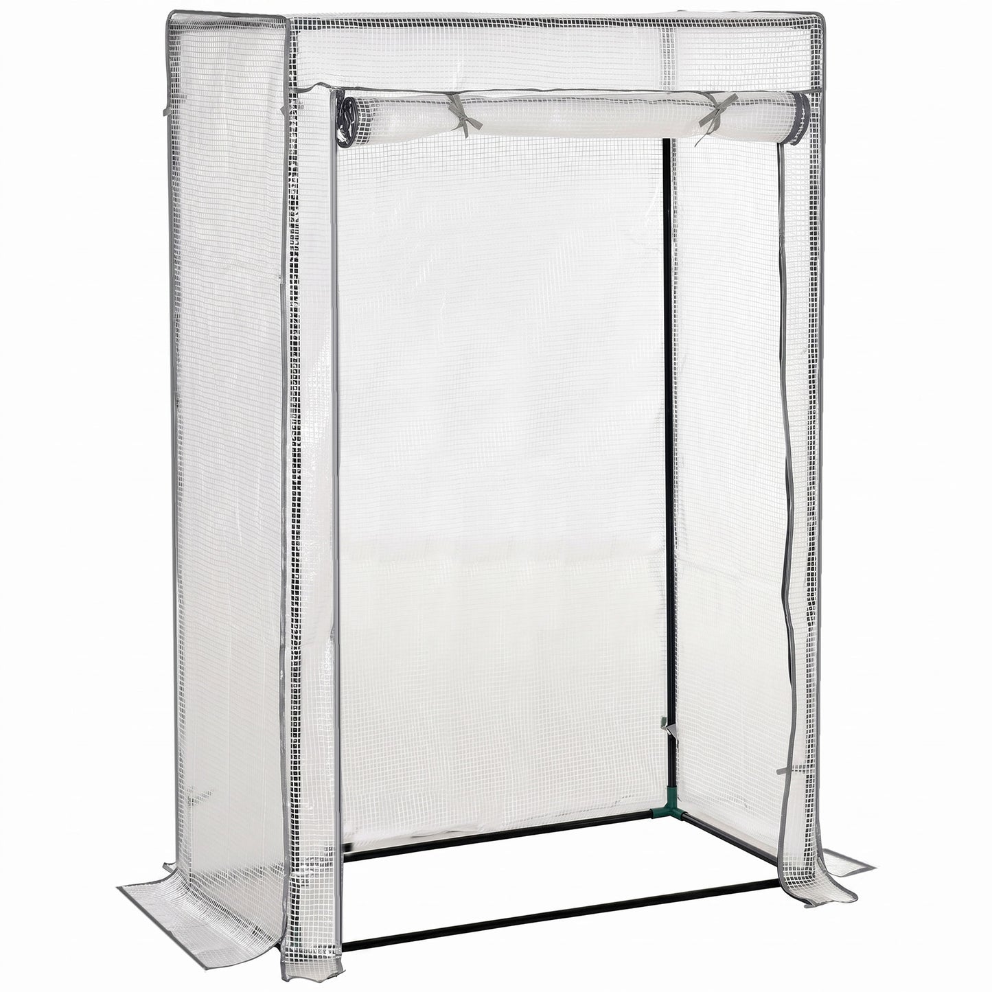 Outsunny 100 x 50 x 150cm Tomato Greenhouse with Roll-up Door, Mini Greenhouse with PE Cover, Outdoor Grow House Small Green House for Yard, Balcony, Garden, White