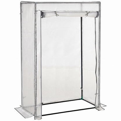Outsunny 100 x 50 x 150cm Tomato Greenhouse with Roll-up Door, Mini Greenhouse with PE Cover, Outdoor Grow House Small Green House for Yard, Balcony, Garden, White