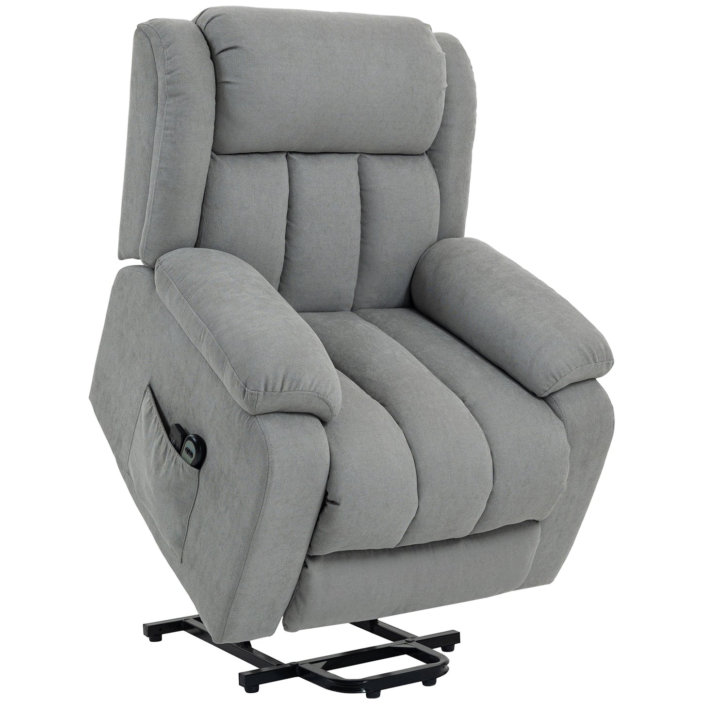 HOMCOM Power Lift Recliner Chair with Vibration Massage, Lift Chair for Elderly with Footrest, Remote, Side Pocket, Light Grey