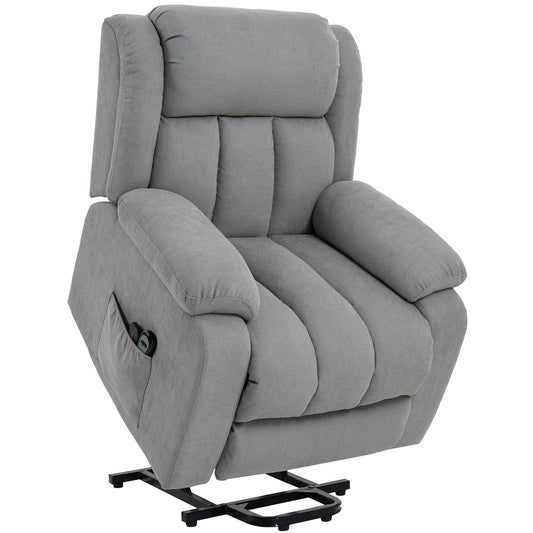 HOMCOM Power Lift Recliner Chair with Vibration Massage, Lift Chair for Elderly with Footrest, Remote, Side Pocket, Light Grey