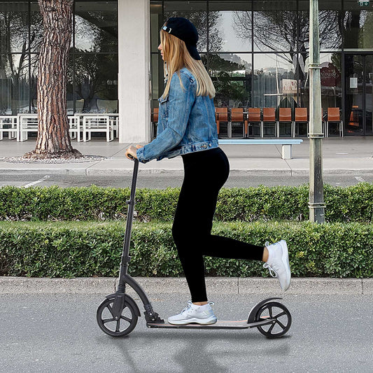 HOMCOM Foldable Kick Scooter with Double Shock Absorption and Big Wheels, Height Adjustable Aluminium Frame Big Wheel Scooter for 14+ Teens Adult - White--ChewyGames-ChewyGames
