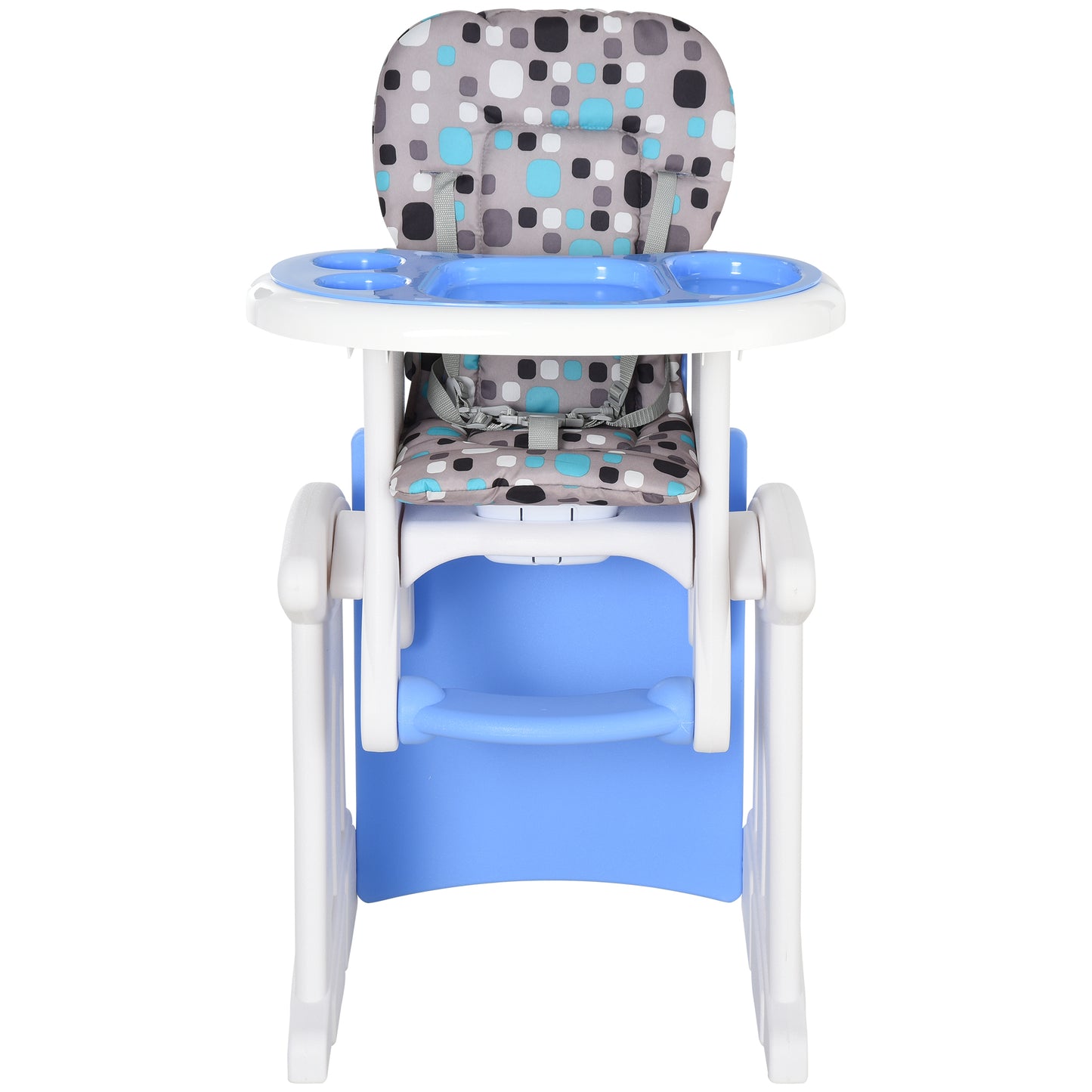 HOMCOM 2 in 1 Convertible Baby High Chair Toddler Table Chair Infant Feeding Seat Removable Food Tray Safety Harness Blue--ChewyGames-ChewyGames