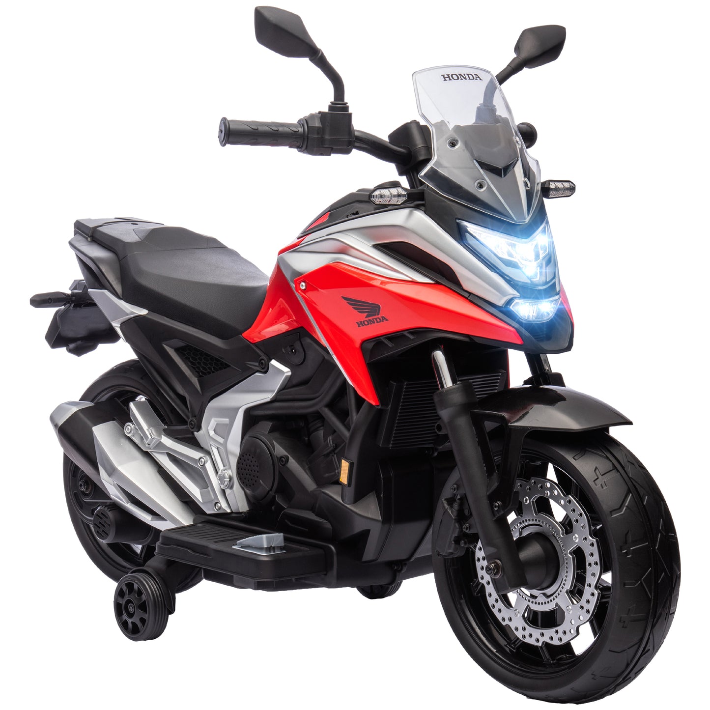 AIYAPLAY 12V Honda Licensed Kids Electric Motorbike w/ Music, Safety lights, Early Education Function, for Ages 3-6 Years, Red