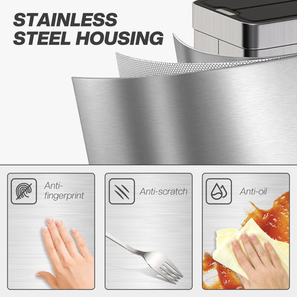 HOMCOM 55L Sensor Bin, Large Automatic Touchless Rubbish Bin with Soft-Close Lid, Silver Tone