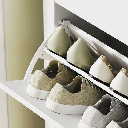 HOMCOM Modern Two-Drawer Shoe Cabinet - White