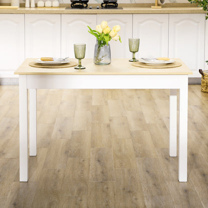 HOMCOM Dining Table for 4 to 6, Modern Kitchen Table with Wood Effect Tabletop, Thick Legs, 120L x 70W x 75Hcm, for Dining Room, Kitchen, Living Room, Oak