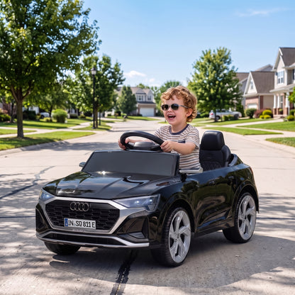 AIYAPLAY Audi Q8 etron Sportback Licensed Ride on Car with Remote Control, Four-Wheel Suspension, Soft Start for Ages 3-4, Black