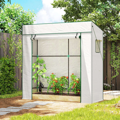 Outsunny PE Cover Walk-in Outdoor Greenhouse, White
