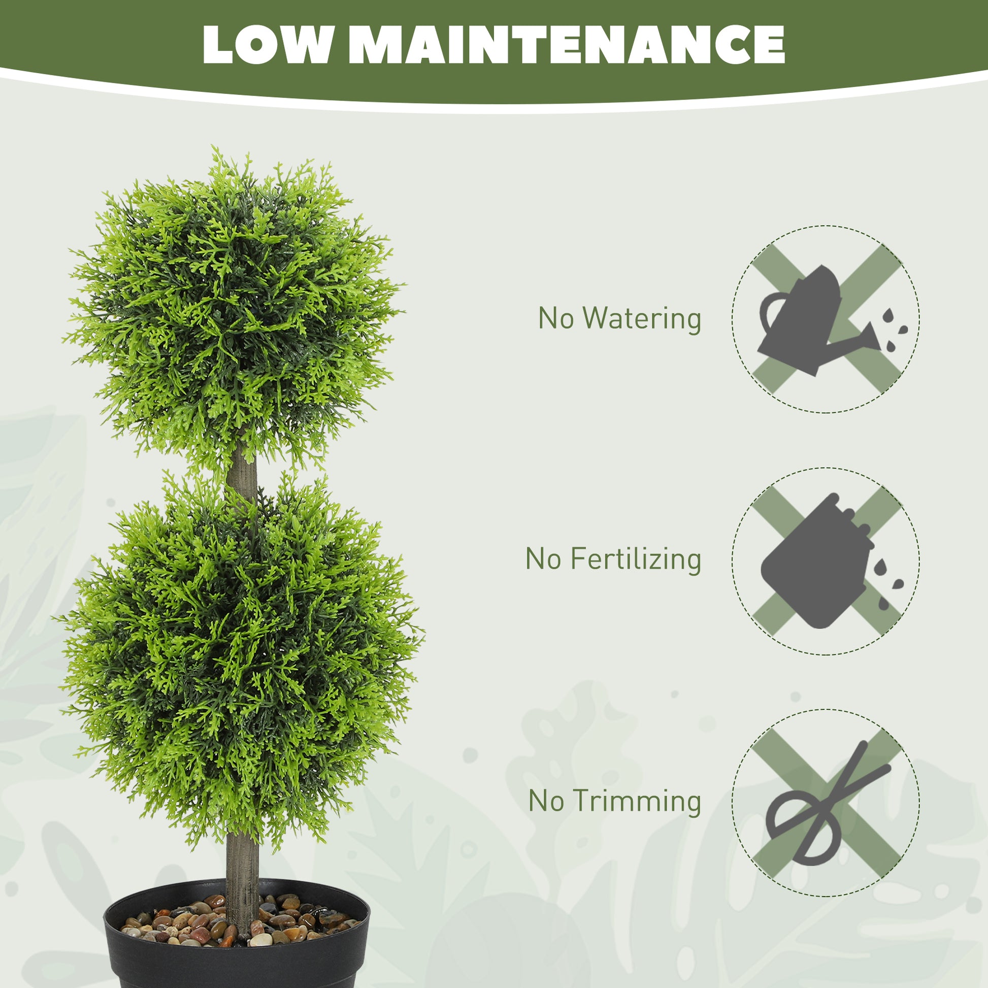 HOMCOM Set of 2 Decorative Artificial Trees, Topiary Ball-shaped Boxwood Trees in Pot, Fake Plants for Home Indoor outdoor Decor, 60cm, 2 Tree Balls--ChewyGames-ChewyGames