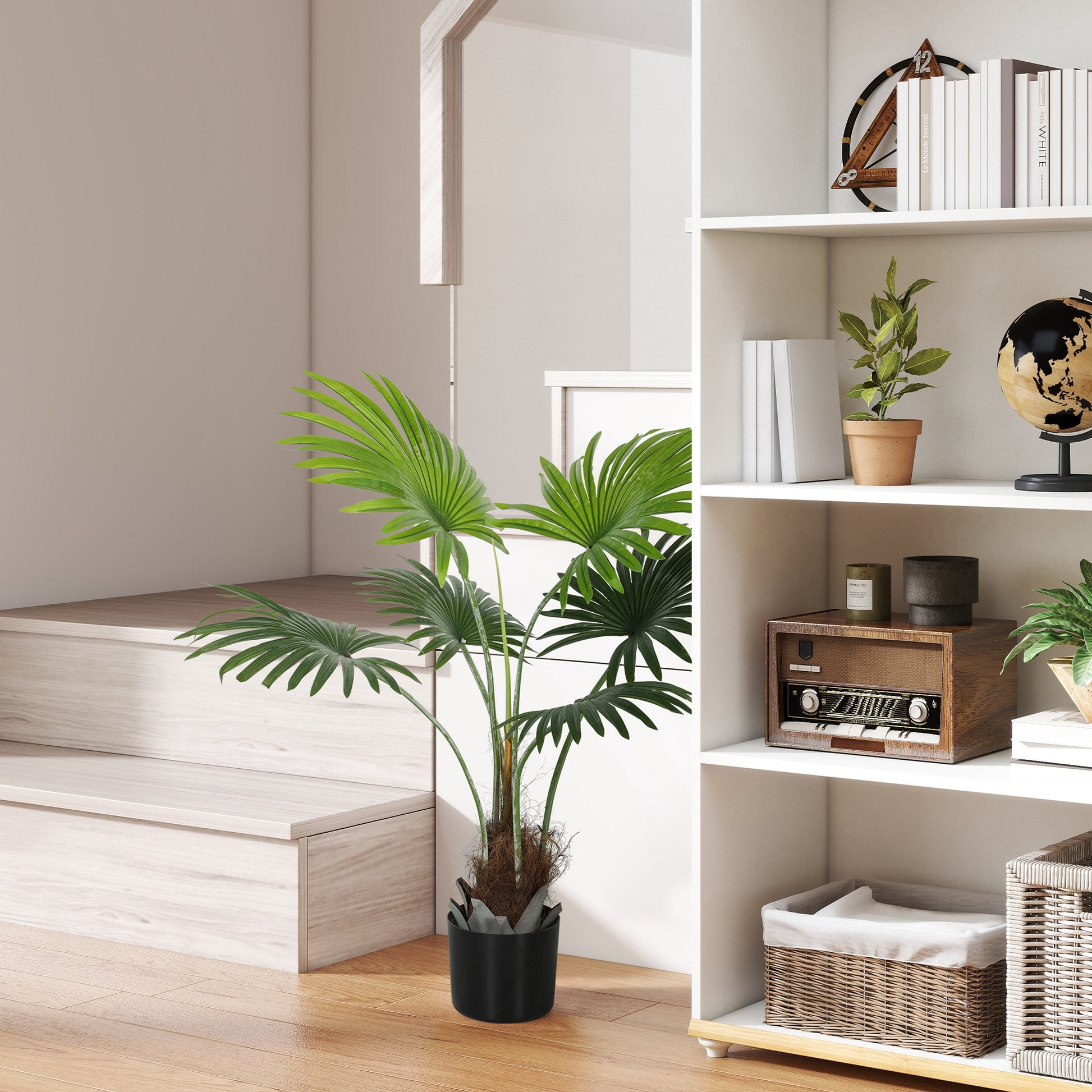 HOMCOM 94cm Artificial Palm Tree, Decorative Artificial Plant with Lifelike PEVA Leaves and Coconut Coir, Fake Tree with Plastic Pot and Flocking for Home Office Decor, Green--ChewyGames-ChewyGames