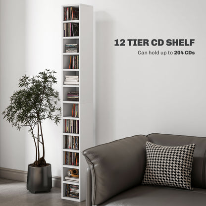 HOMCOM 204 CD Tall Narrow Media Storage Tower - White--ChewyGames-ChewyGames