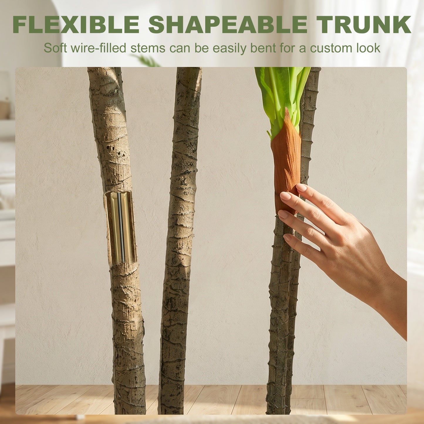 HOMCOM 150cm Lifelike Fake Tree, Artificial Dracaena Tree with Bendable Trunks, Green