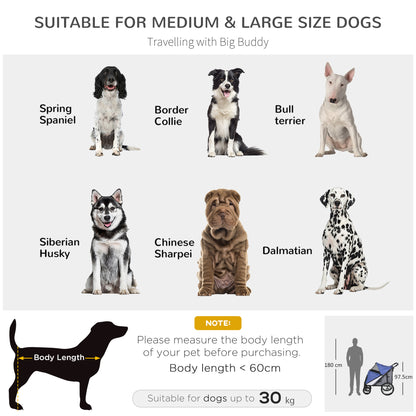 PawHut Foldable Pet Stroller, with Washable Cushion, Storage Bags, Safety Leash, for Medium, Large Dogs, Cats - Blue