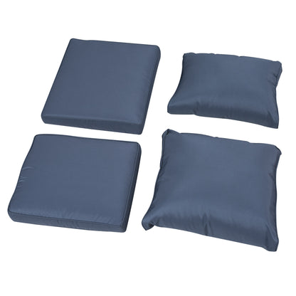 Outsunny Six-piece Outdoor Rattan Dining Set, Outdoor Sofa Set with Reclining Armchairs and Mental Frame, Blue