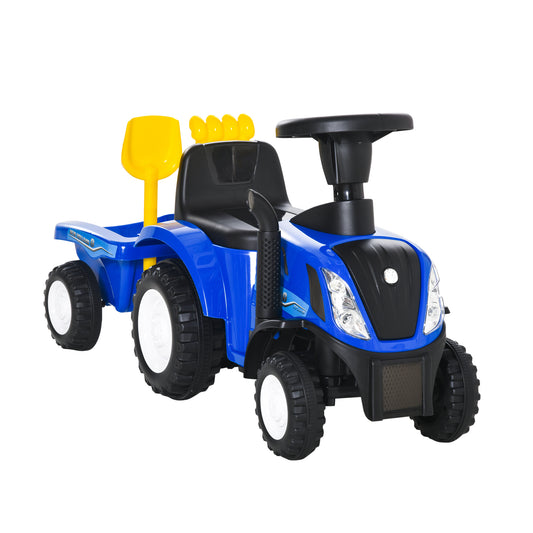 HOMCOM Ride On Tractor Toddler Walker Foot To Floor Slider w/ Horn Storage Steering Wheel for 1-3 Years Old Blue--ChewyGames-ChewyGames