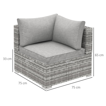 Outsunny Outdoor PE Rattan Corner Sofa, Garden Wicker Furniture Single Sofa Chair w/ Cushions, Light Grey--ChewyGames-ChewyGames