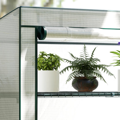 Outsunny Four-Tier Mini Greenhouse - Green/White