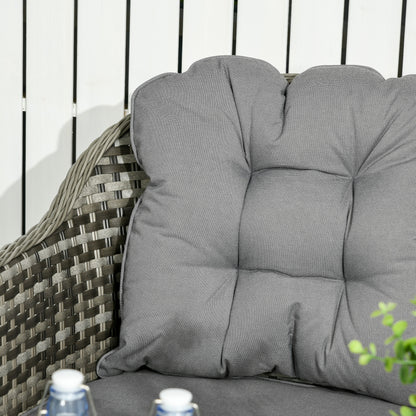 Outsunny Four-Piece Rattan Set, with Glass-Top Table - Grey--ChewyGames-ChewyGames