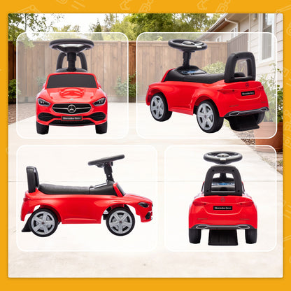 AIYAPLAY Official Mercedes-Benz Ride On Car, Foot to Floor Sliding Walker with Horn, Engine Sounds and Under-Seat Storage, Red