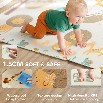 AIYAPLAY Baby Play Mat, Double Sideded Foldable Kids Crawling Mat, Reversible & Waterproof, Animal--ChewyGames-ChewyGames