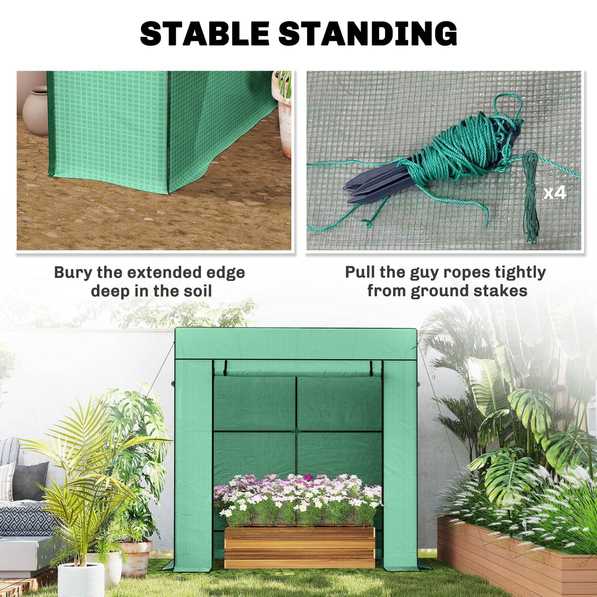 Outsunny 77 x 196cm Walk-In Greenhouse, with Accessories