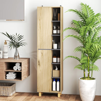 HOMCOM Multi-Storage Slim Bathroom Cabinet - Wood-Effect--ChewyGames-ChewyGames