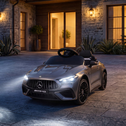 AIYAPLAY Licensed Mercedes AMG Kids Electric Car, 12V Ride On Car with Dual Motors, Remote Control for 3-6 Years, Grey