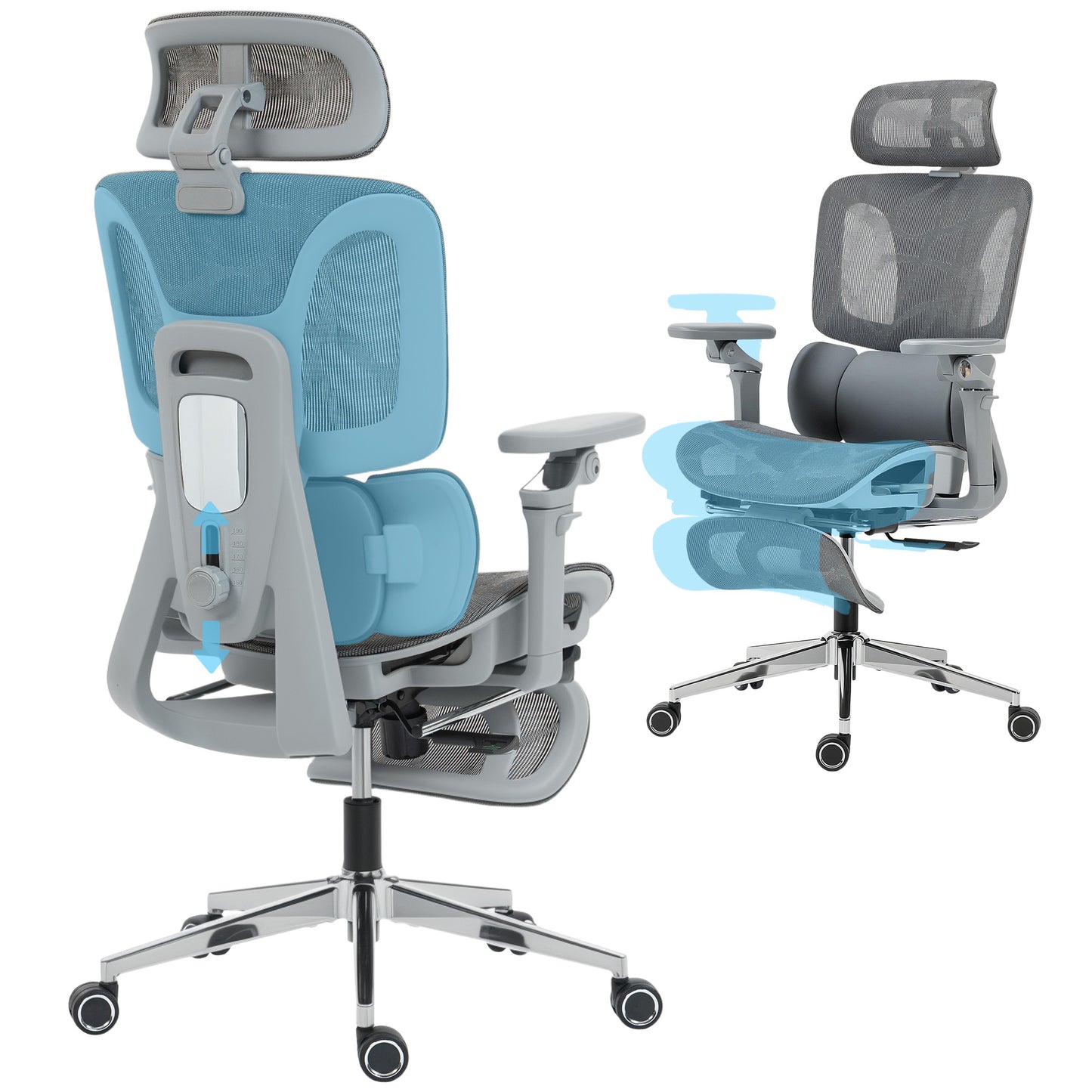 HOMCOM Ergonomic Office Chair, High Back Mesh Desk Chair, Grey
