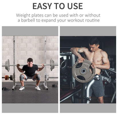 HOMCOM Set of 2 Cast Iron Weight Plates for 2 inch/5cm Hole Dumbbell Handle Bar, 20kg Dumbbell Plates Barbell Weight 2 x 10kg