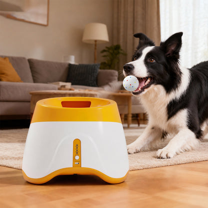 PawHut Automatic Dog Ball Launcher with 5 ETPU Balls 5.8 cm, 3 Distance Settings 6/10/14 m, Orange