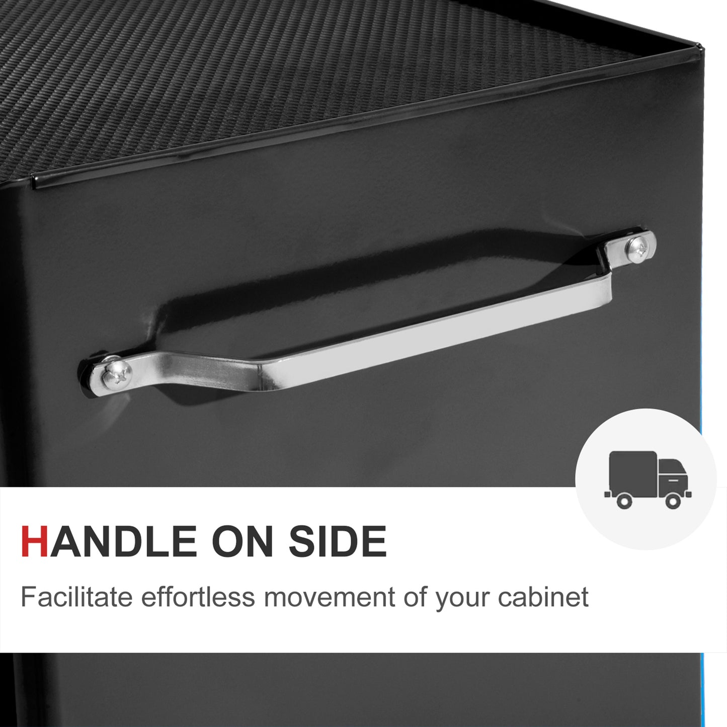 HOMCOM 5-Drawer Tool Box on Wheels, Lockable Tool Storage Cabinet with EVA Pat, Black