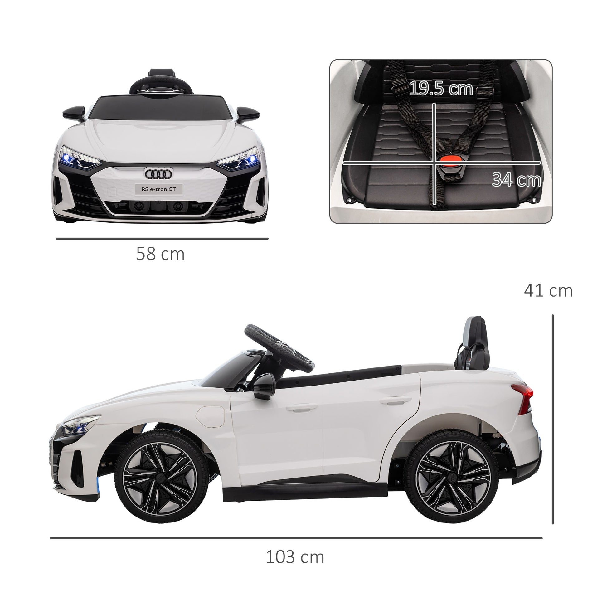 HOMCOM Audi Licensed 12V Kids Electric Ride-On, with Remote Control, Suspension System, Lights, Music, Motor - White--ChewyGames-ChewyGames